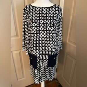 Nautica Round Neck 3/4 Sleeve Printed Dress